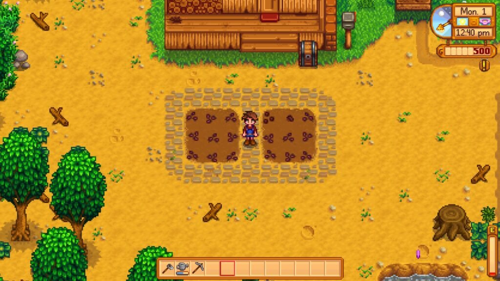 A small amount of crops in Stardew Valley